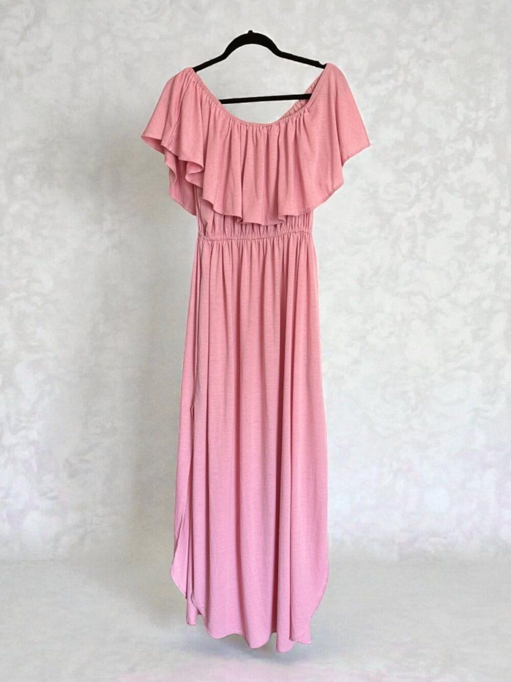Feminine Sarin Mathews Maxi Dress Women's Pink Dress Size XL Off Shoulder Boho